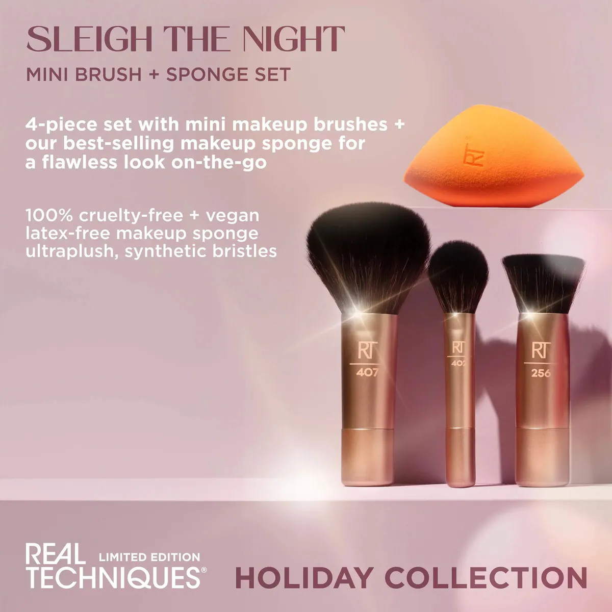Real Techniques Sleigh The Night Mini Brush & Sponge Pack, view 4