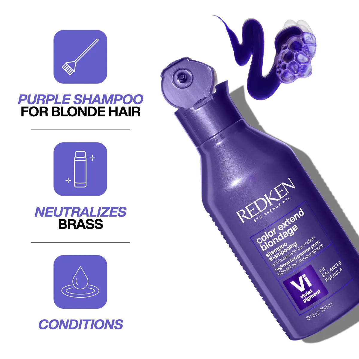 Redken Color Extend Blondage Color Depositing Purple Shampoo 300ml, view 6