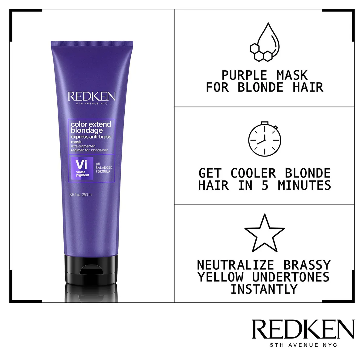 Redken Color Extend Blondage Express Anti-Brass Purple Hair Mask 250ml, view 3