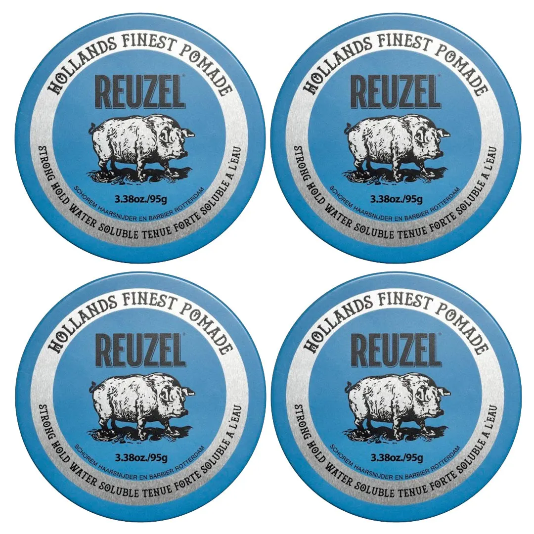 Reuzel Blue High Shine Strong Hold Pomade 95g Quad Bundle