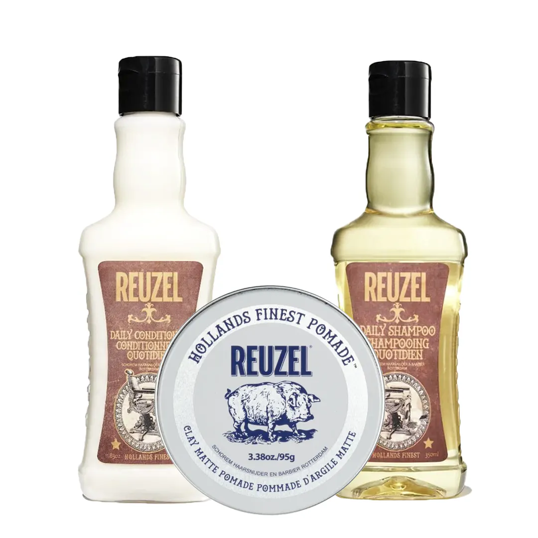 Reuzel Clay Matte Pomade Hair Bundle