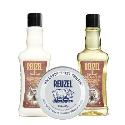 Reuzel Clay Matte Pomade Hair Bundle