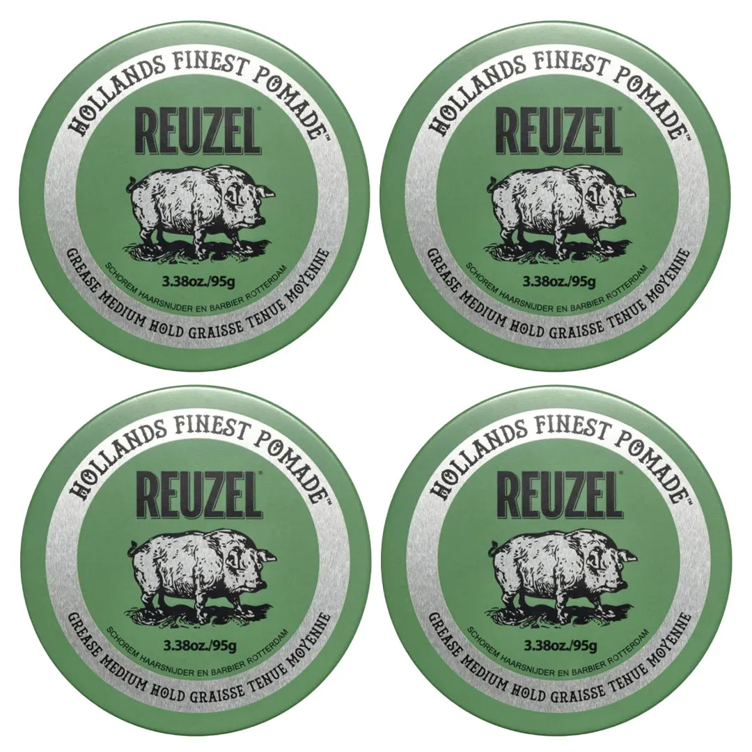 Reuzel Green Grease Medium Hold Pomade 95g Quad Bundle