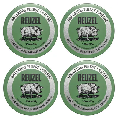 Reuzel Green Grease Medium Hold Pomade 95g Quad Bundle