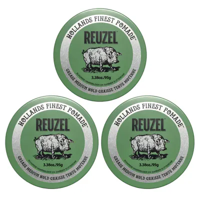 Reuzel Green Grease Medium Hold Pomade 95g Trio Bundle