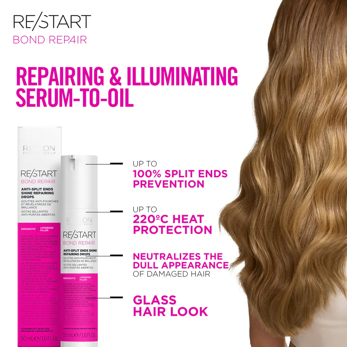 Revlon Professional Restart Bond Repair Anti-Split Ends Shine Repairing Drops 50ml, view 2