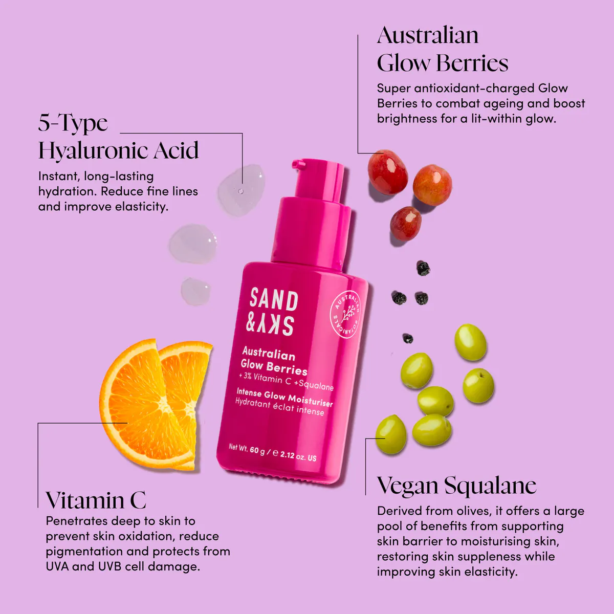 Sand & Sky Australian Glow Berries - Intense Glow Moisturiser 60ml, view 4