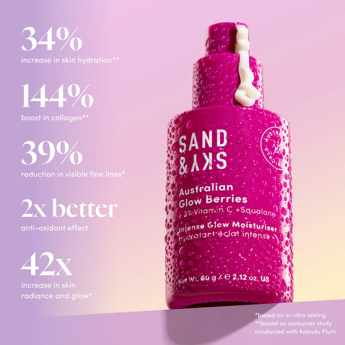 Sand & Sky Australian Glow Berries - Intense Glow Moisturiser 60ml, view 5