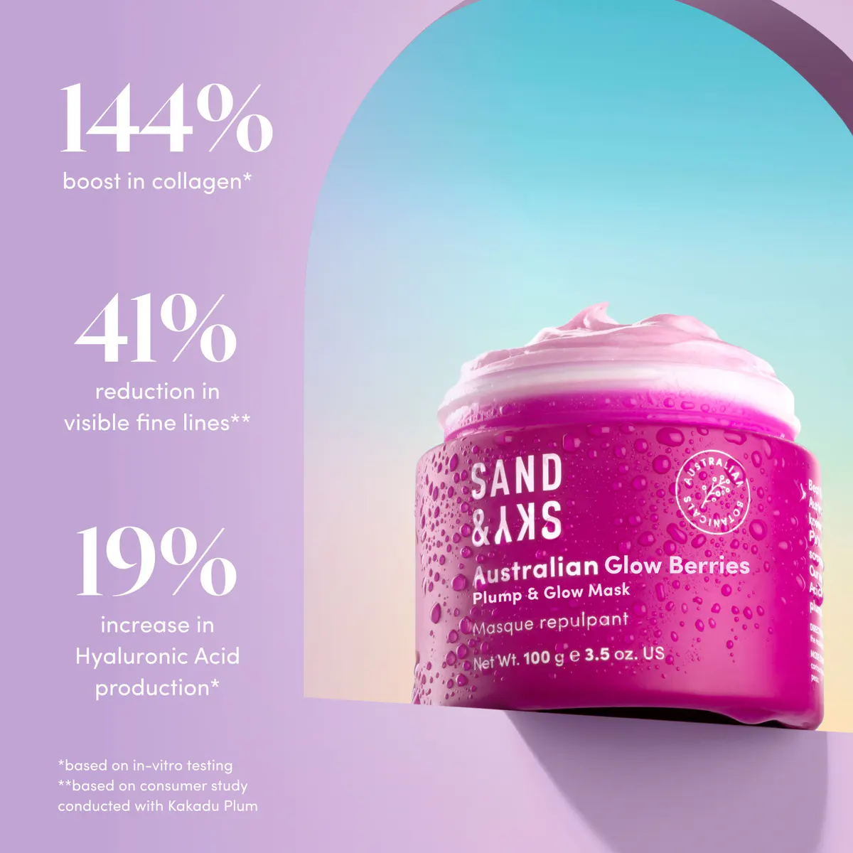 Sand & Sky Australian Glow Berries Super Bounce Mask 100g, view 5