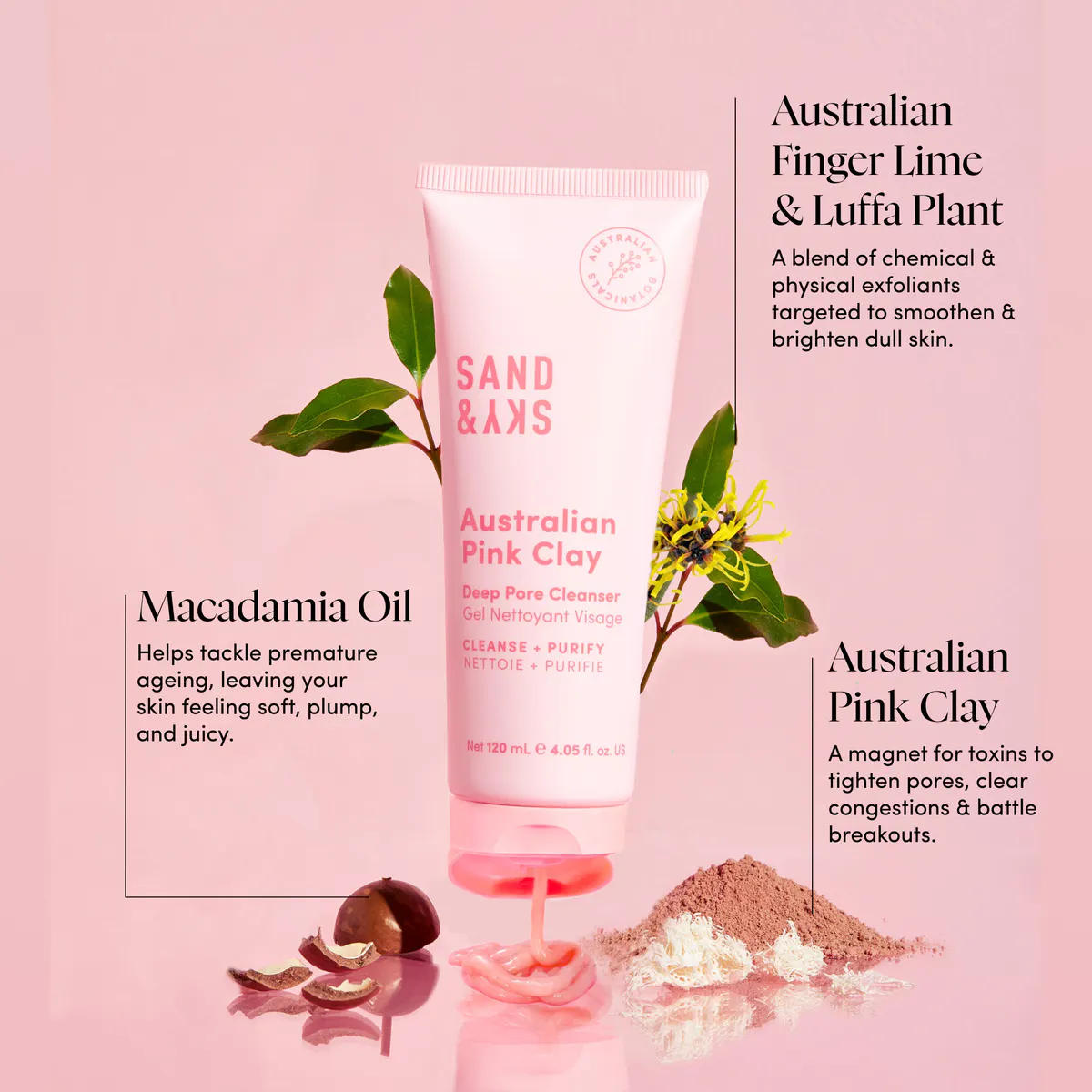 Sand & Sky Australian Pink Clay Deep Pore Cleanser 120ml, view 5
