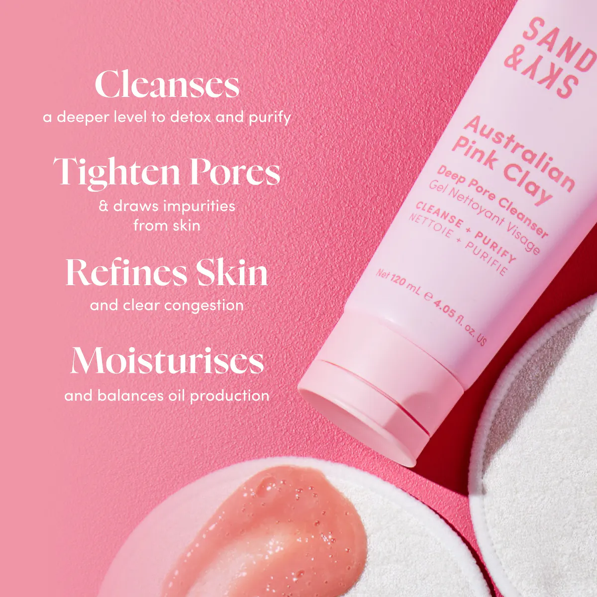 Sand & Sky Australian Pink Clay Deep Pore Cleanser 120ml, view 6