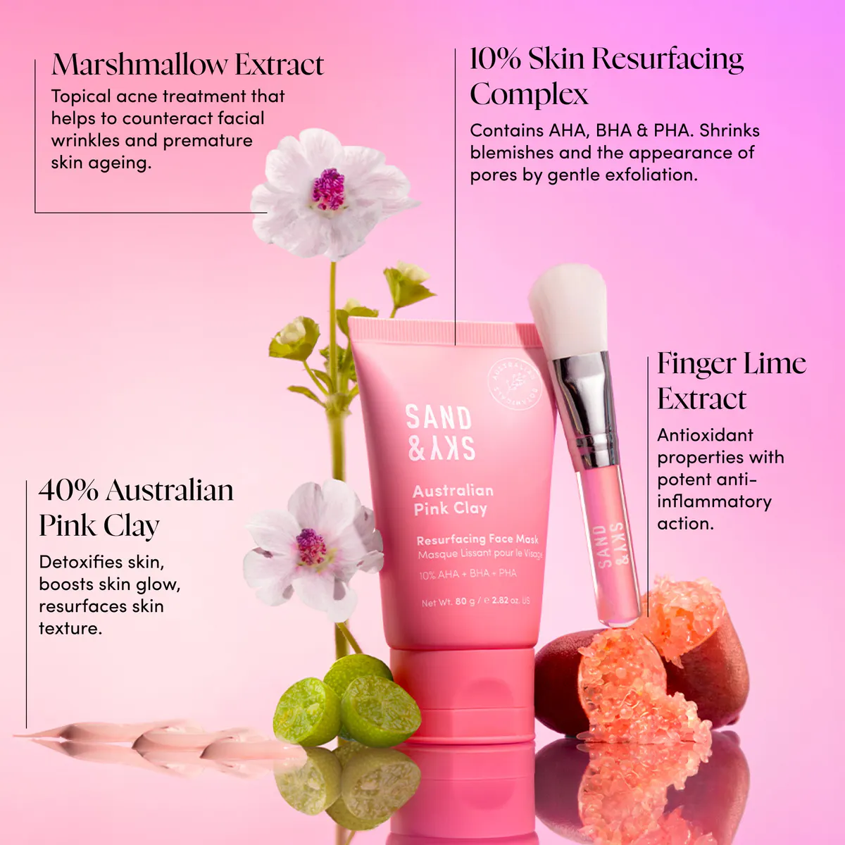 Sand & Sky Australian Pink Clay Resurfacing Mask 80ml, view 4