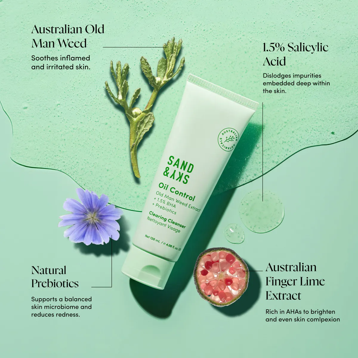 Sand & Sky Oil Control Clearing Cleanser 120ml, view 4