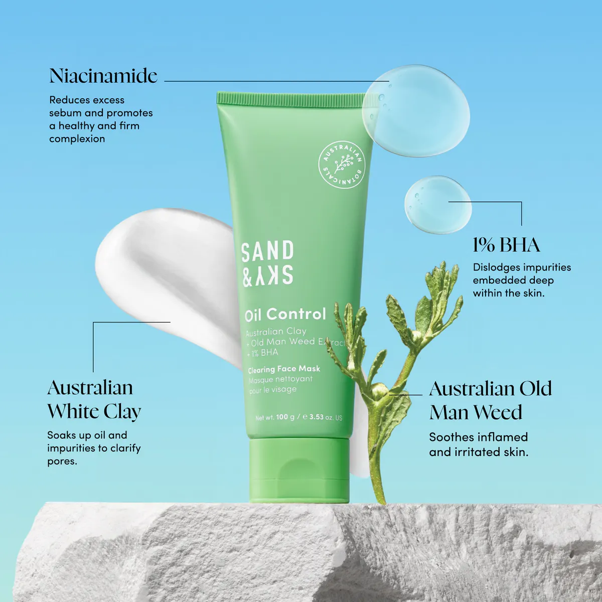 Sand & Sky Oil Control - Clearing Face Mask 100g, view 4