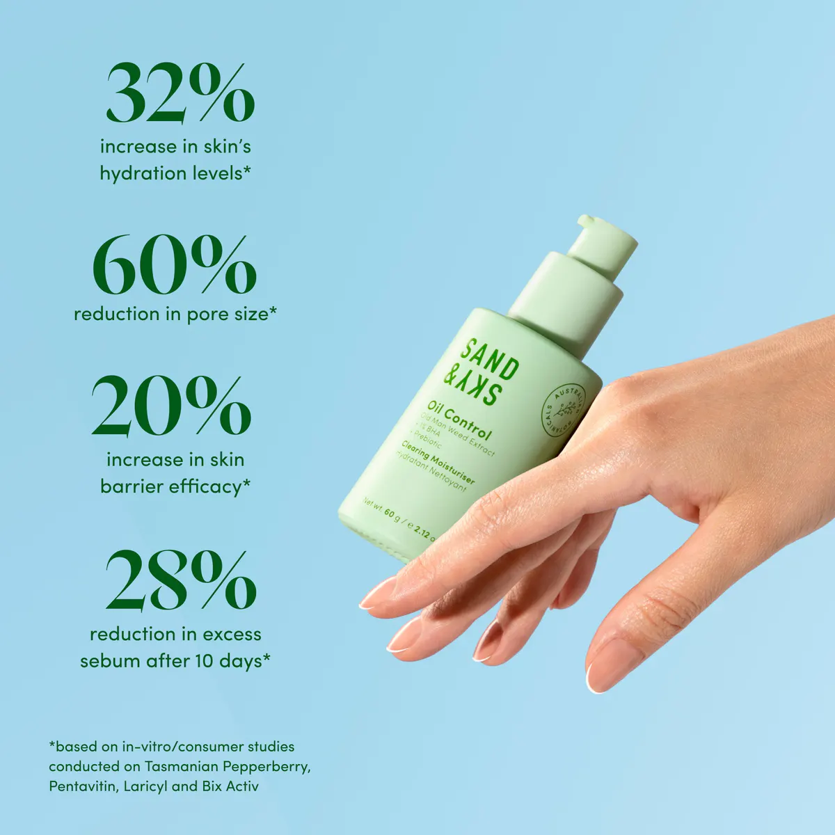 Sand & Sky Oil Control Clearing Moisturiser 60g, view 5