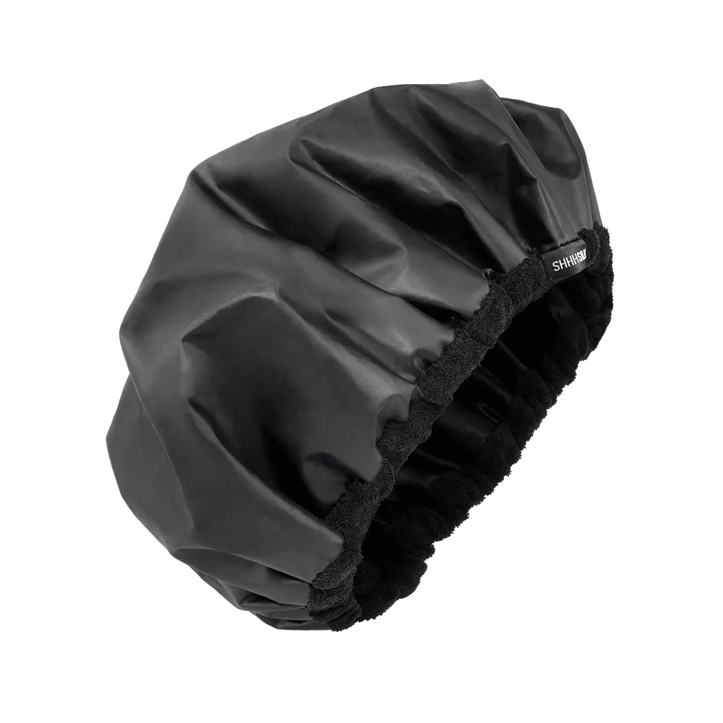 Shhh Silk Black Silk Lined Shower Cap