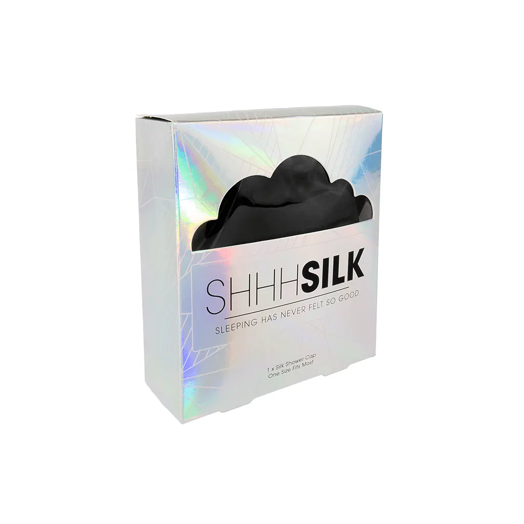 Shhh Silk Black Silk Lined Shower Cap, view 2