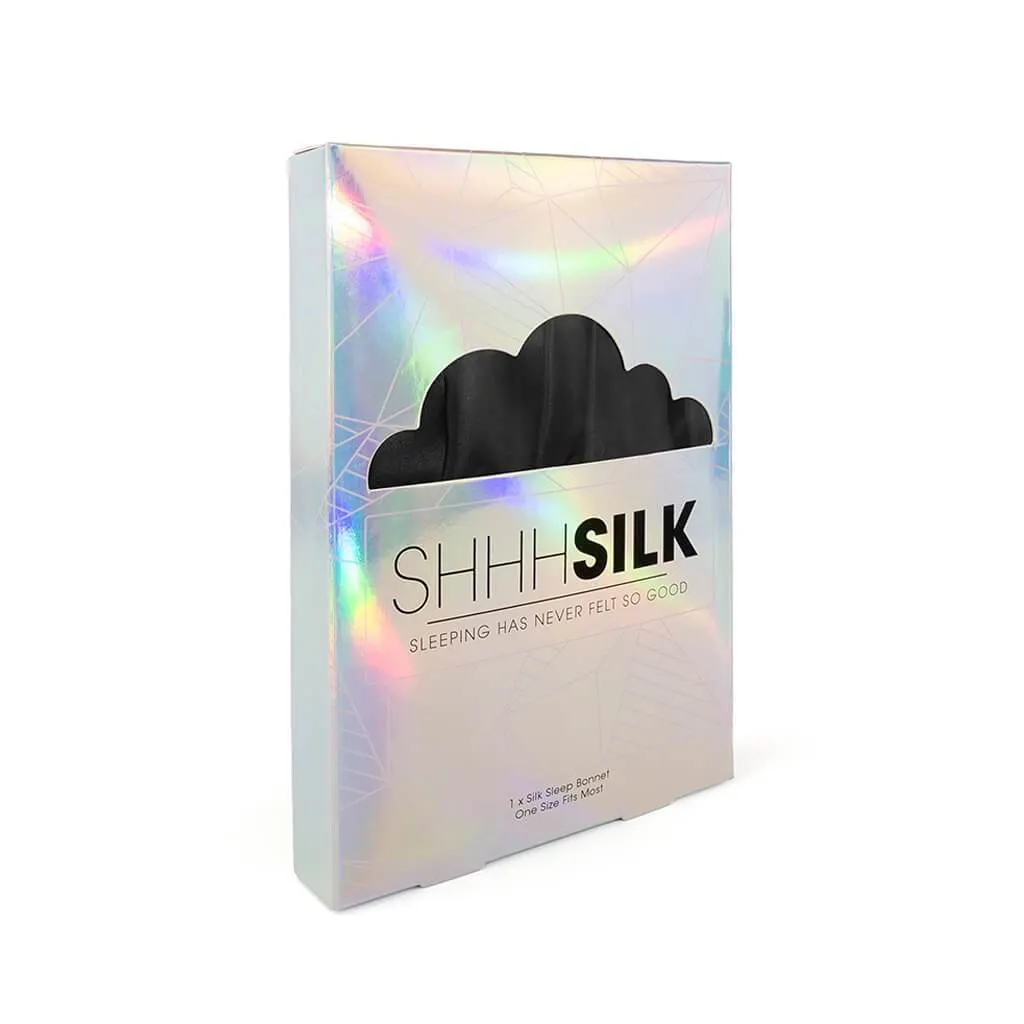 Shhh Silk Black Silk Sleep Bonnet, view 2