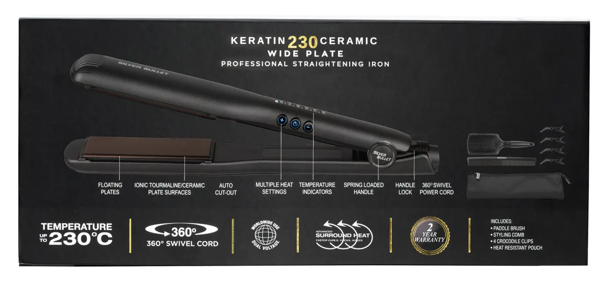 Silver Bullet Keratin 230 Ceramic/Tourmaline Digital Wide Plate Straightener - 37mm, view 4