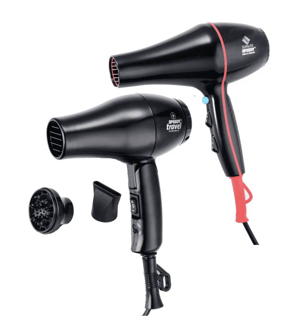 Speedy Supalite Professional Hairdryer Plus Free Speedy Travel Dryer - Black