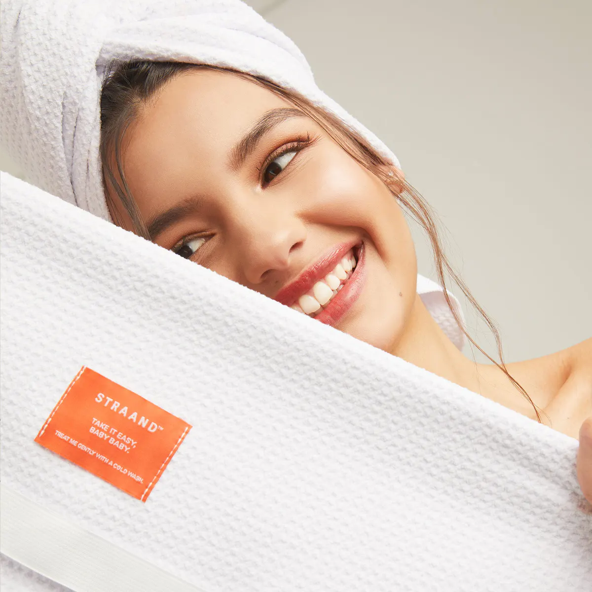 STRAAND Woven Microfibre Hair Towel, view 2