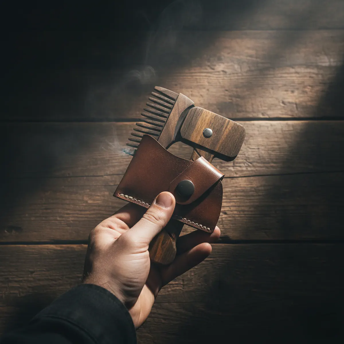 The Beard Struggle Mjolnir Comb Limited Edition with Leather Sheat, view 2