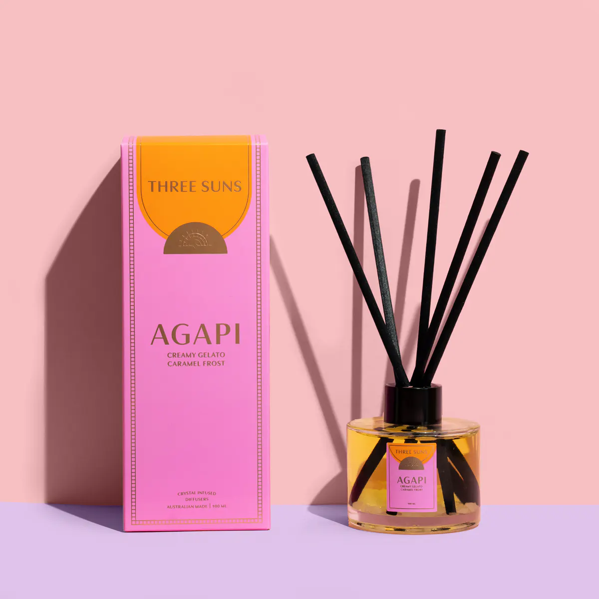 Three Suns Agapi Crystal Infused Diffuser Of Love 100ml - Creamy Gelato & Caramel Frost, view 2