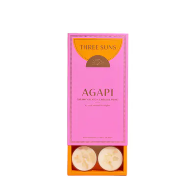 Three Suns Agapi Crystal Infused Natural Soy Tea Lights Box - 8 Pack