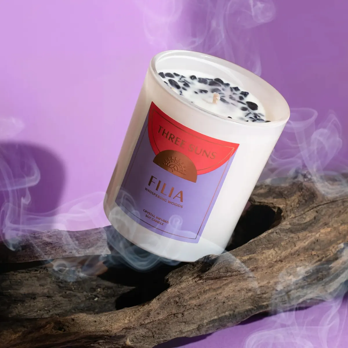 Three Suns Filia Crystal Infused Candle of Friendship 300g - Whispering Woods, view 2