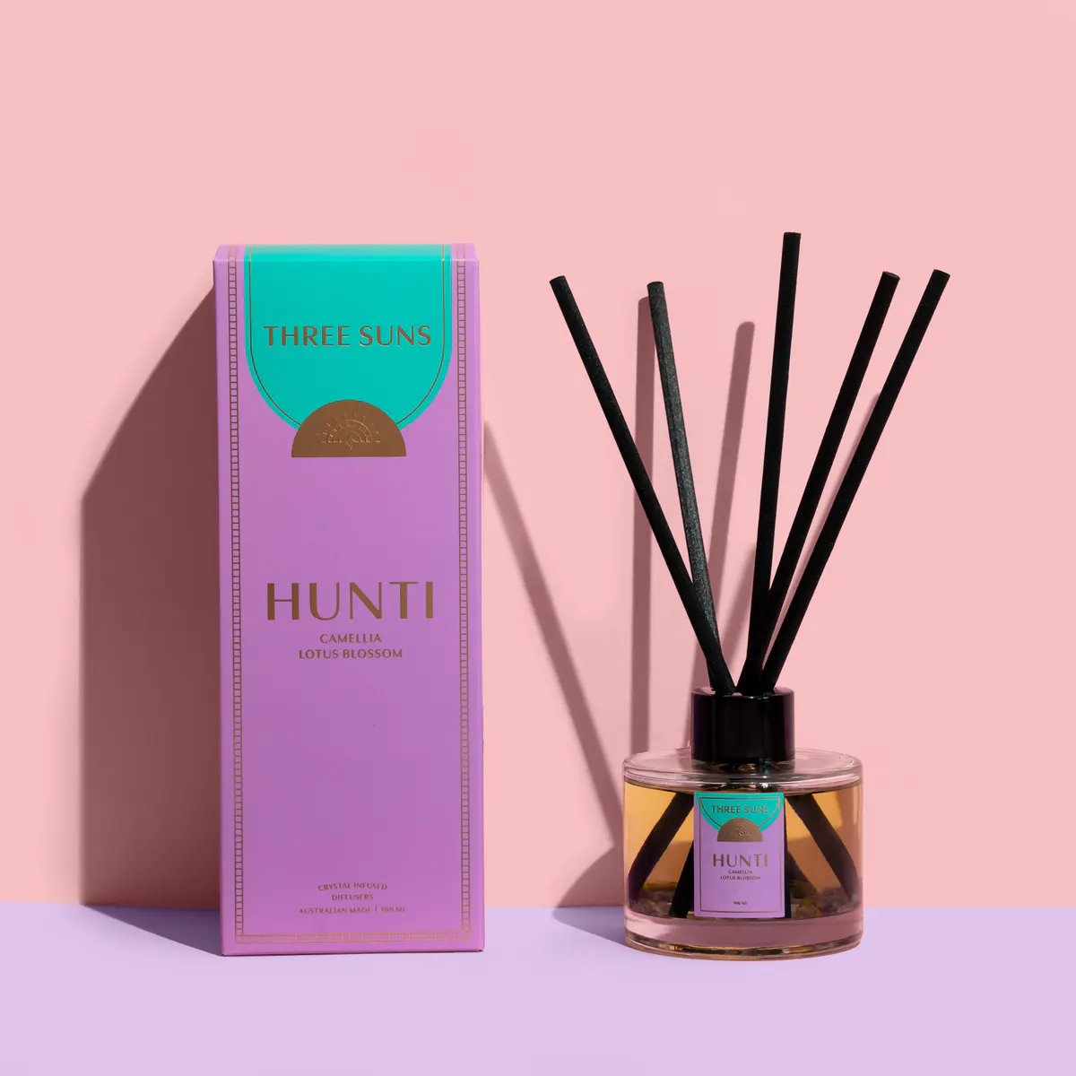 Three Suns Hunti Crystal Infused Diffuser Of Tranquility 100ml - Camellia & Lotus Blossom, view 2