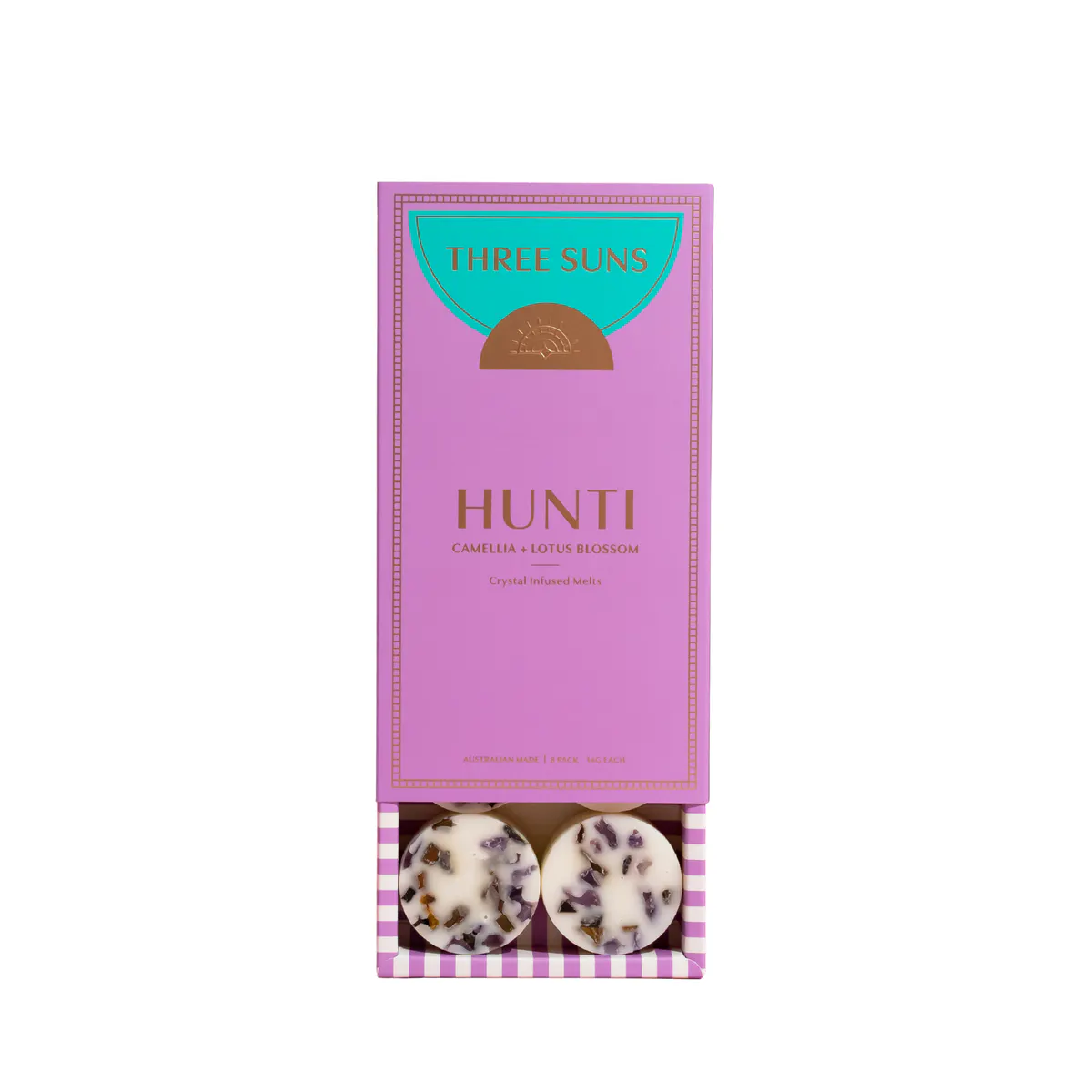 Three Suns Hunti Crystal Infused Natural Soy Melts Box - 8 Pack