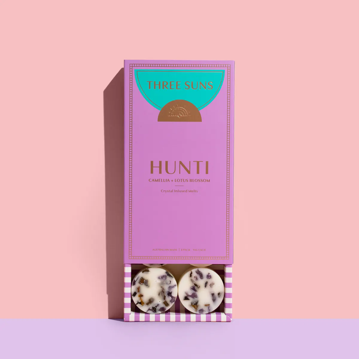 Three Suns Hunti Crystal Infused Natural Soy Melts Box - 8 Pack, view 2