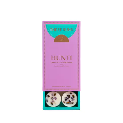 Three Suns Hunti Crystal Infused Natural Soy Tea Lights Box - 8 Pack