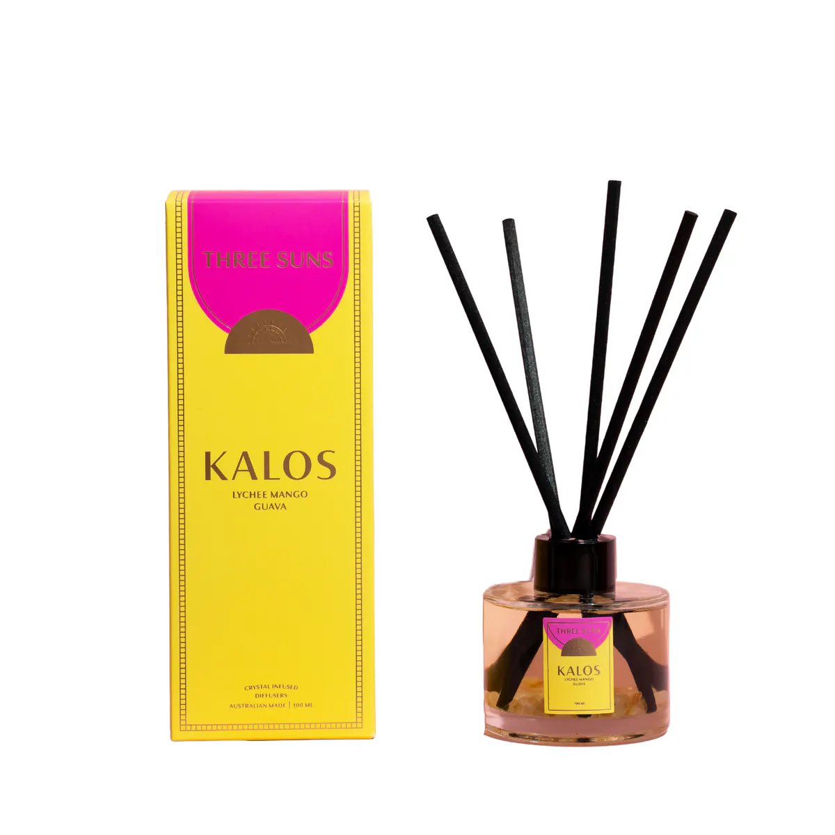 Three Suns Kalos Crystal Diffuser Of Prosperity 100ml - Lychee Mango & Guava