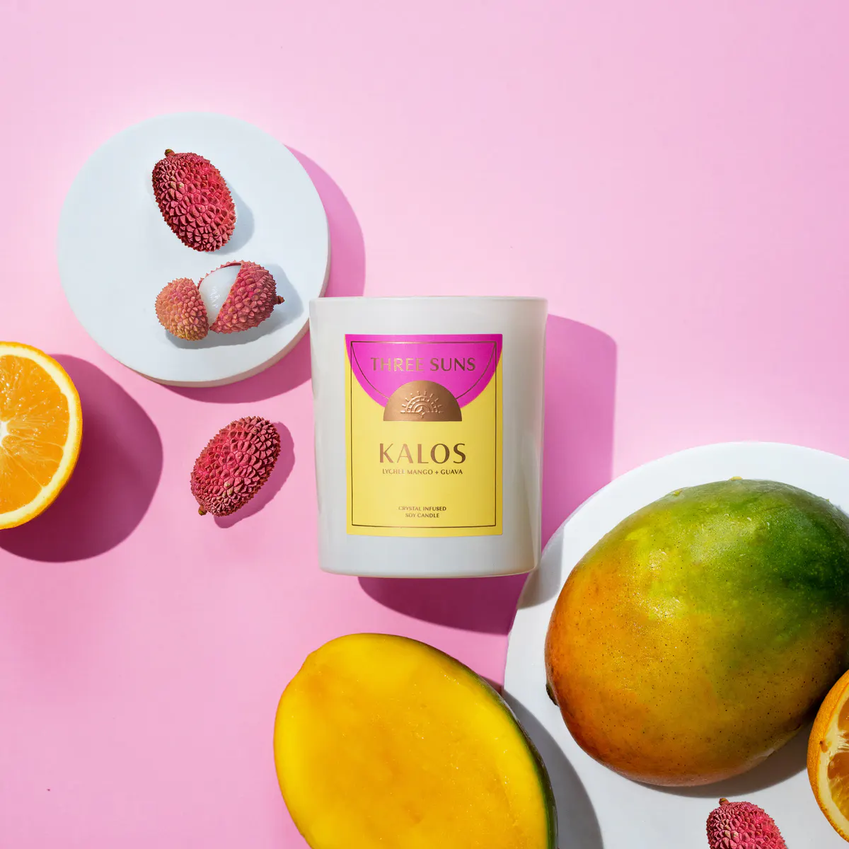 Three Suns Kalos Crystal Infused Candle Of Prosperity 300g - Lychee Mango & Guava, view 3