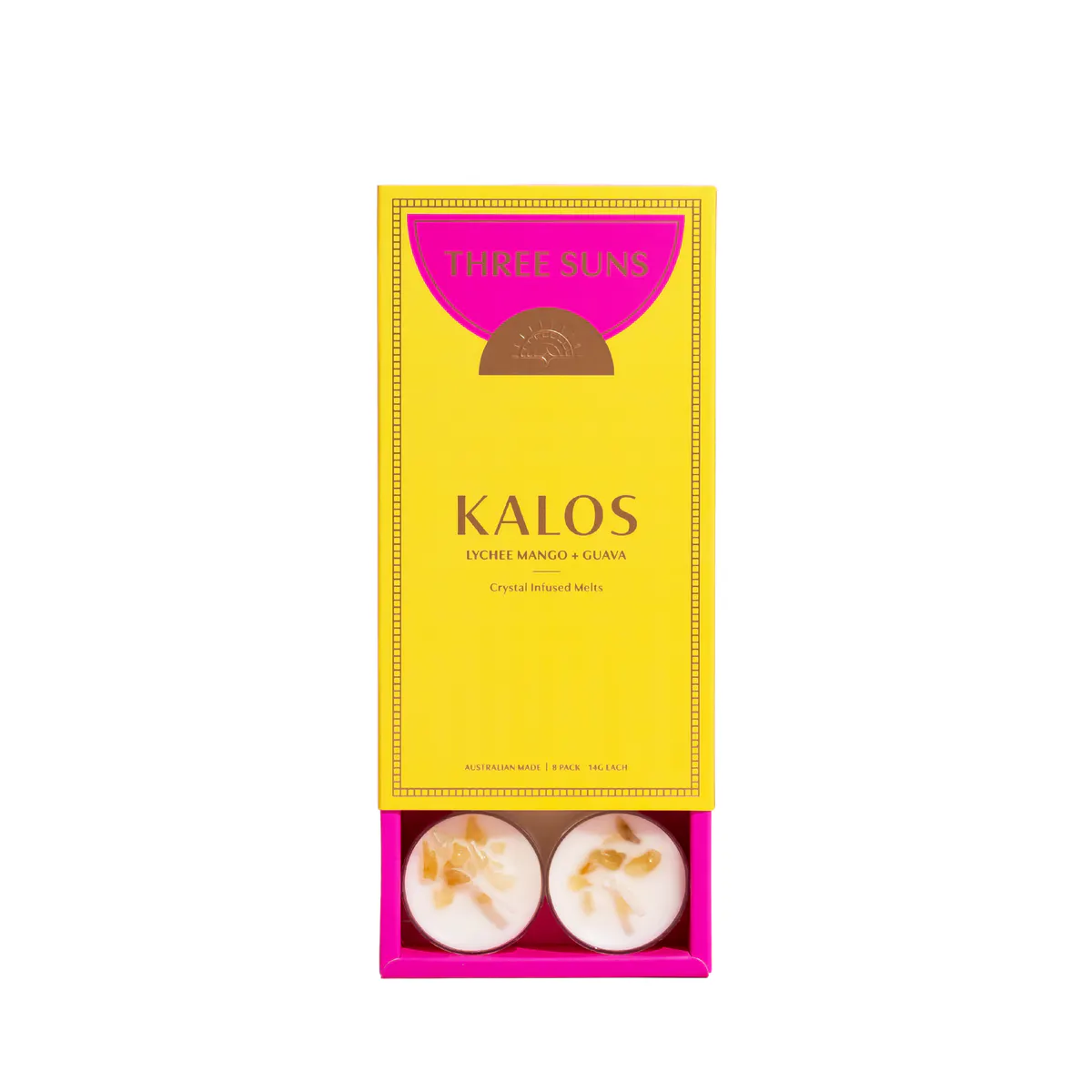 Three Suns Kalos Crystal Infused Natural Soy Tea Lights Box - 8 Pack