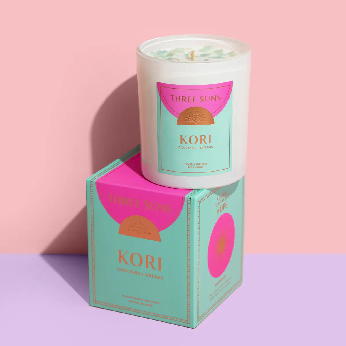 Three Suns Kori Crystal Infused Candle Of Hope 300g - Cocktails & Dreams, view 2