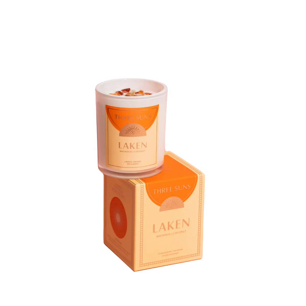 Three Suns Laken Crystal Infused Candle Of Positivity 100g - Magnolia & Coconut
