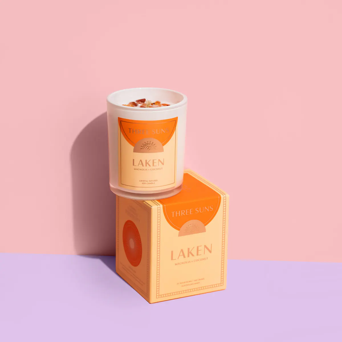 Three Suns Laken Crystal Infused Candle Of Positivity 100g - Magnolia & Coconut, view 2