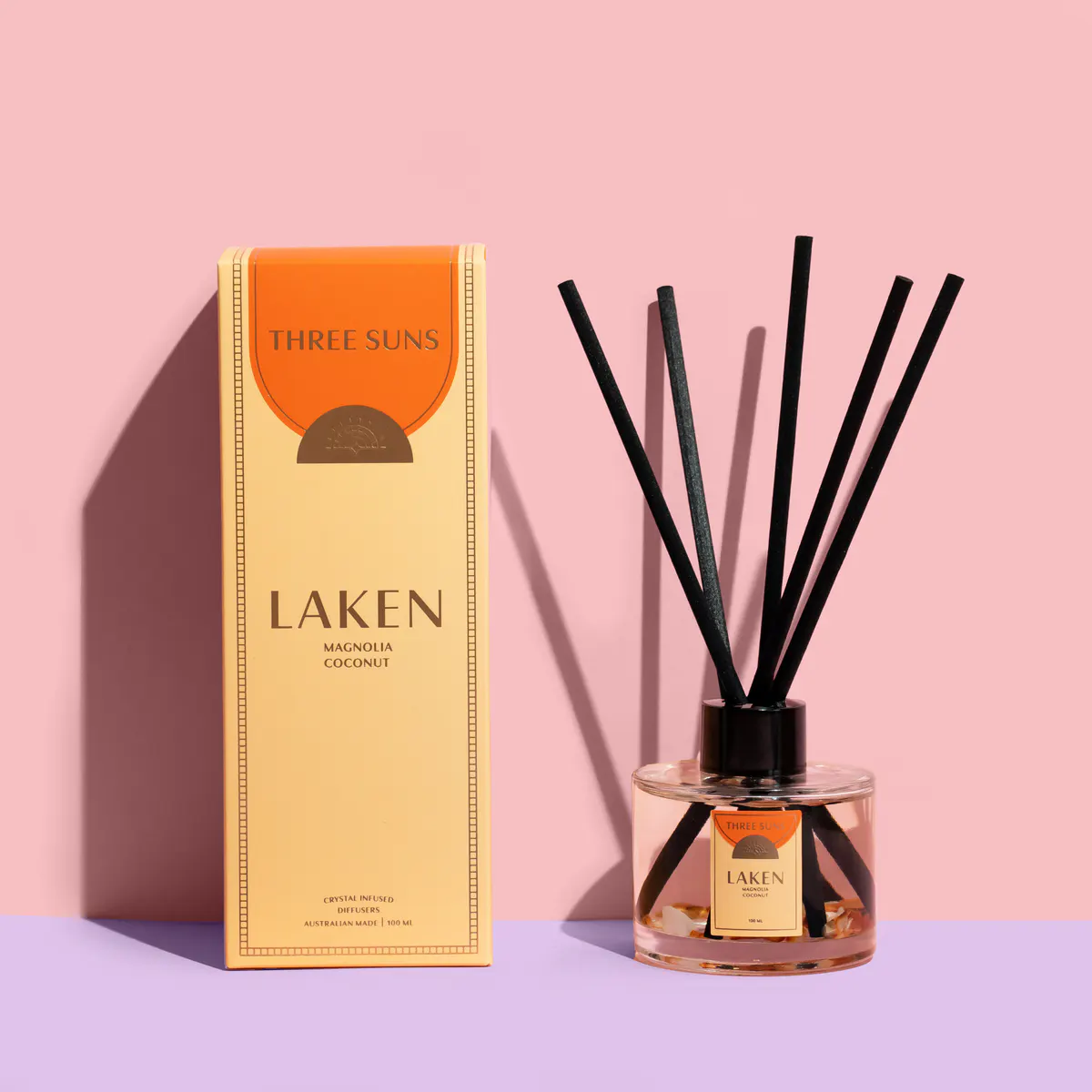 Three Suns Laken Crystal infused Diffuser Of Positivity 100ml - Magnolia & Coconut, view 2