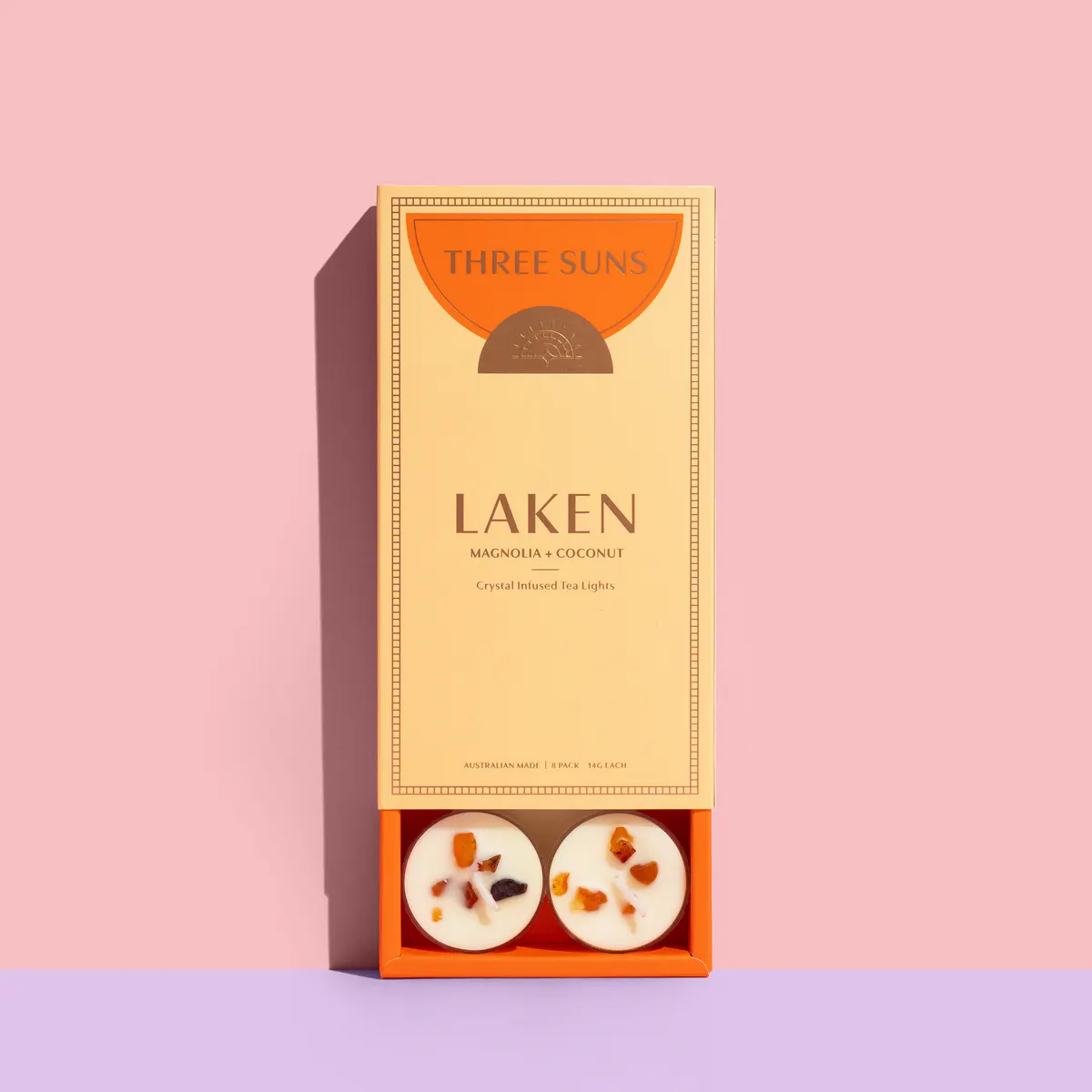 Three Suns Laken Crystal Infused Natural Soy Tea Lights Box - 8 Pack, view 2