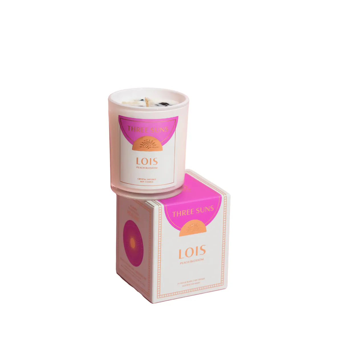 Three Suns Lois Crystal Infused Candle Of Healing 100g - Peach Blossom