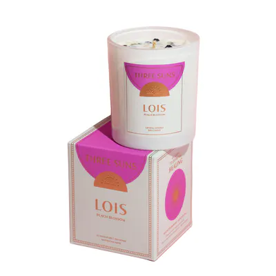 Three Suns Lois Crystal Infused Candle Of Healing 300g - Peach Blossom