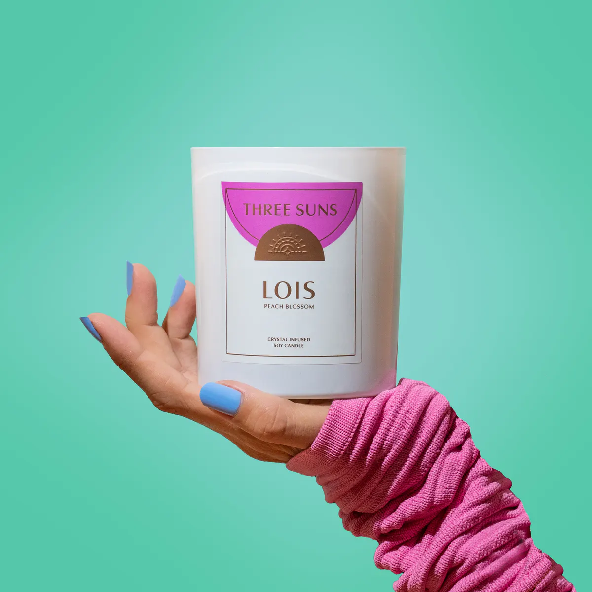 Three Suns Lois Crystal Infused Candle Of Healing 300g - Peach Blossom, view 4