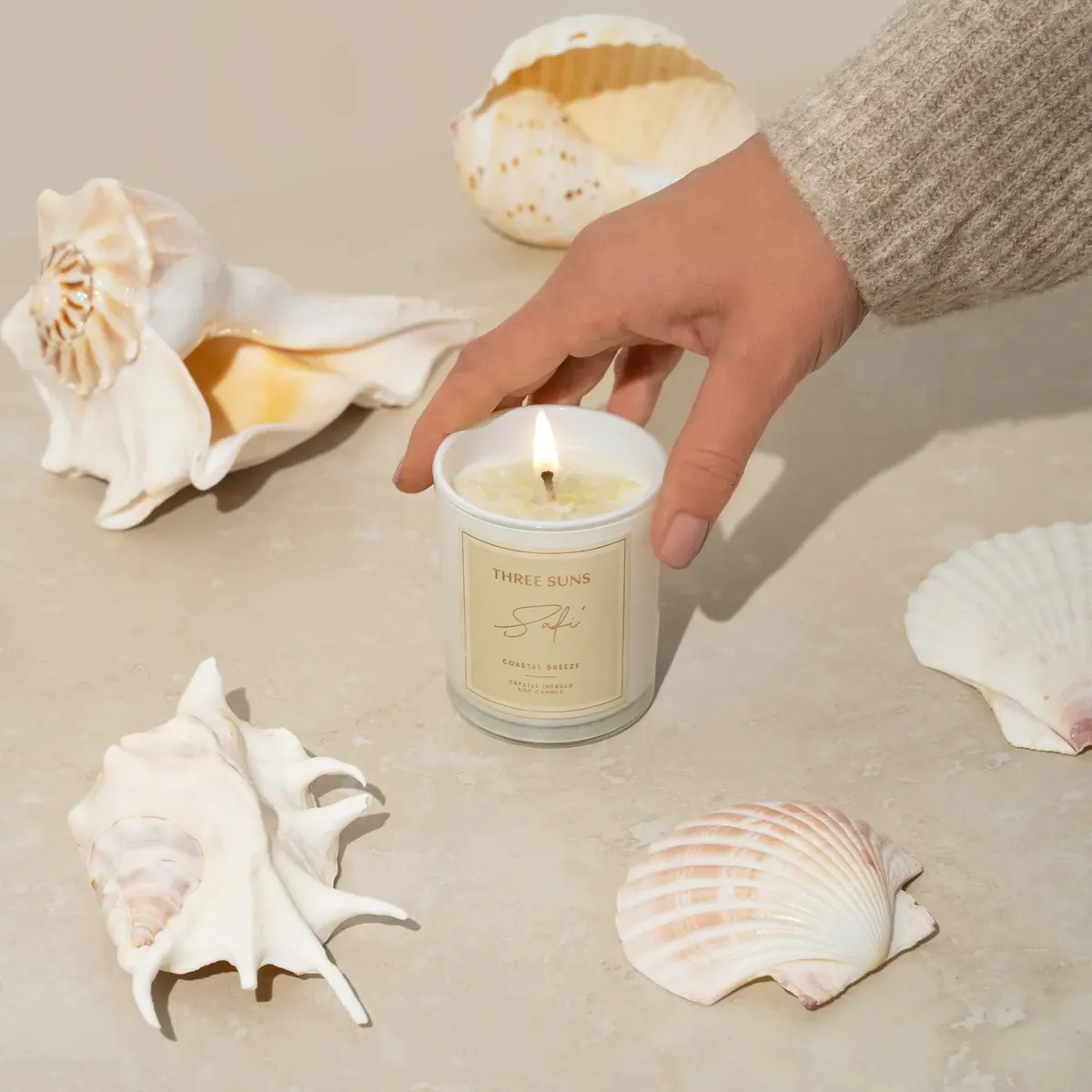 Three Suns Safi Crystal Infused Candle Of Clarity 100g - Coastal Breeze, view 3