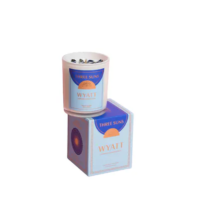 Three Suns Wyatt Crystal Infused Candle Of Strength 100g - Japanese Honeysuckle