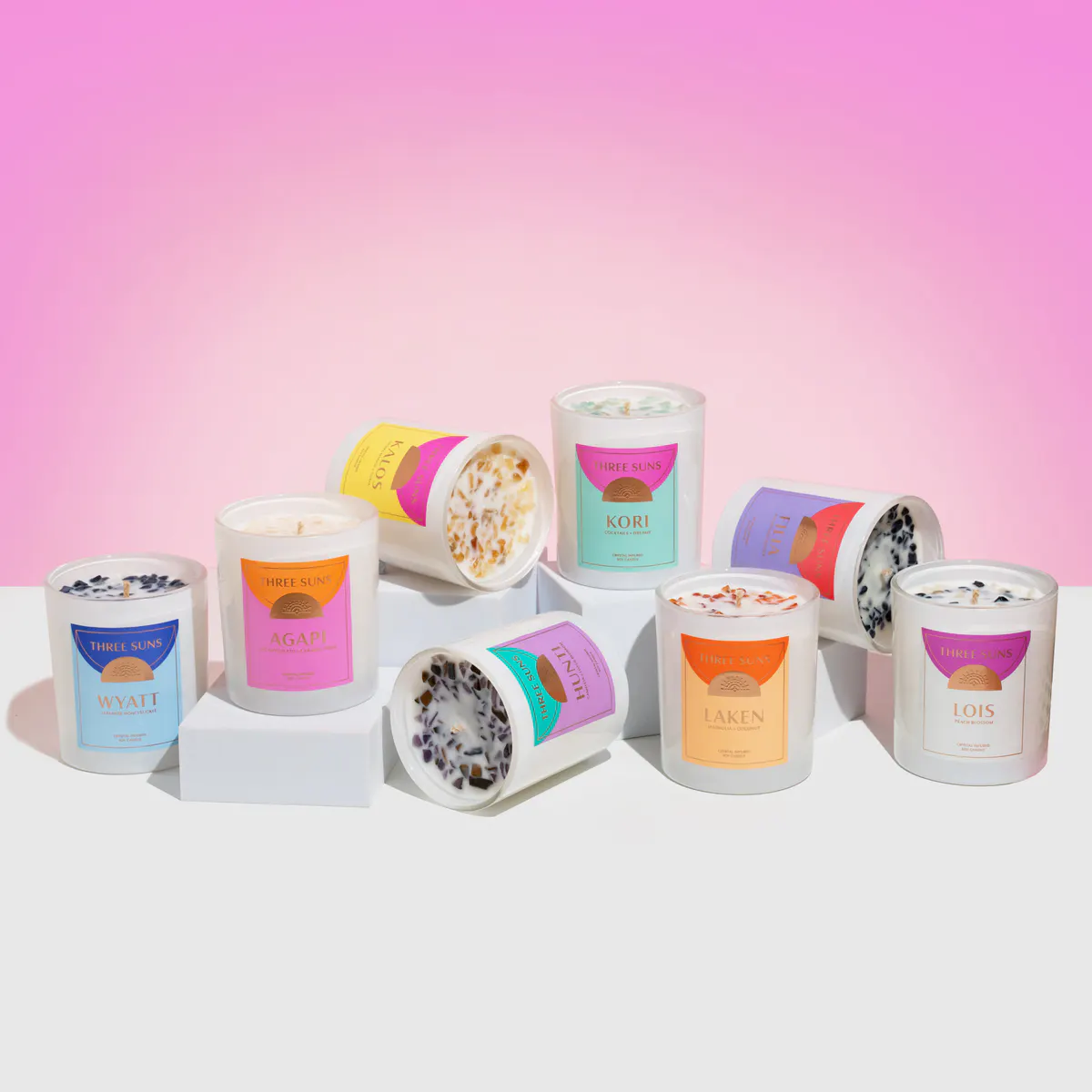 Three Suns Wyatt Crystal Infused Candle Of Strength 300g - Japanese Honeysuckle, view 5