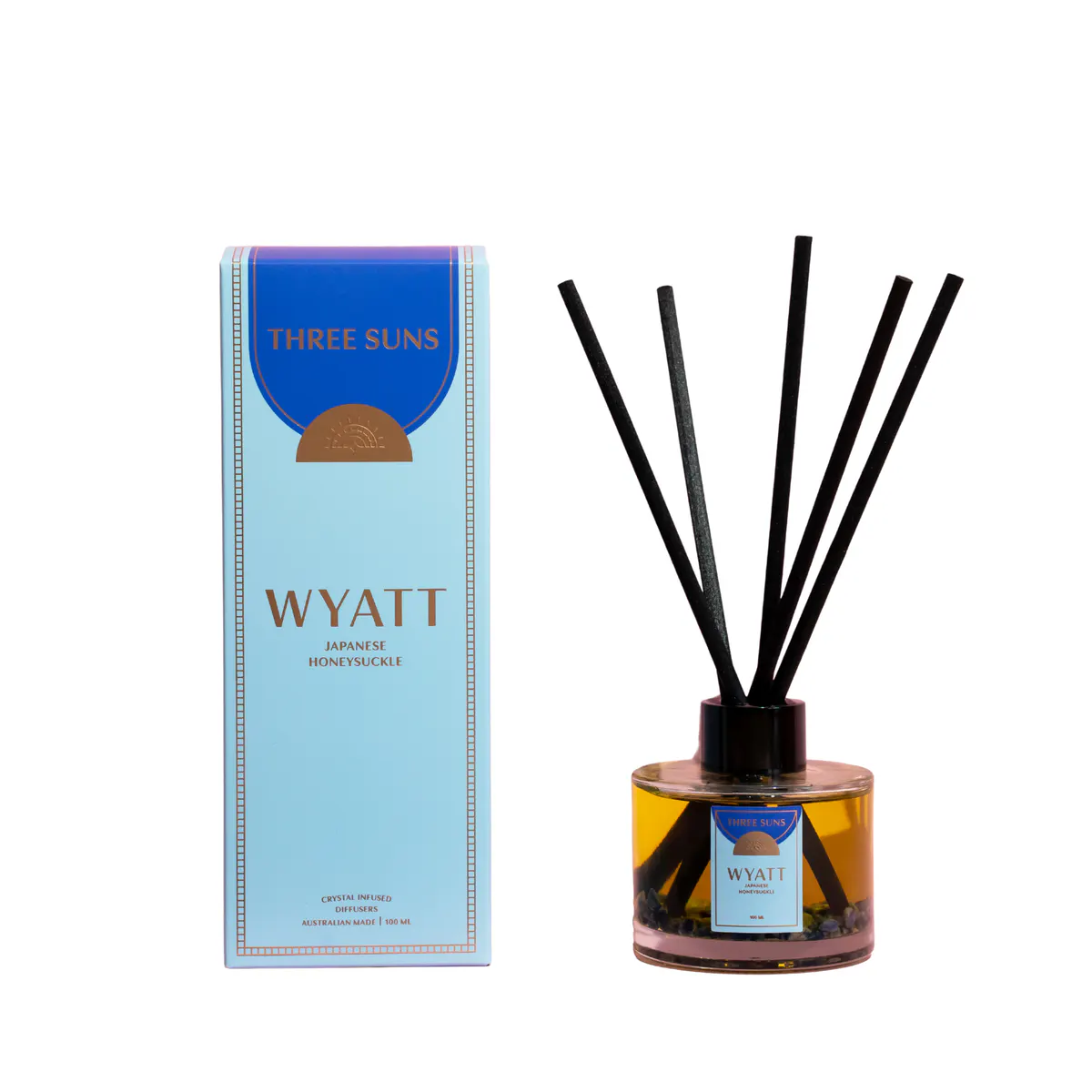 Three Suns Wyatt Crystal Infused Diffuser Of Strength 100ml - Japanese Honeysuckle