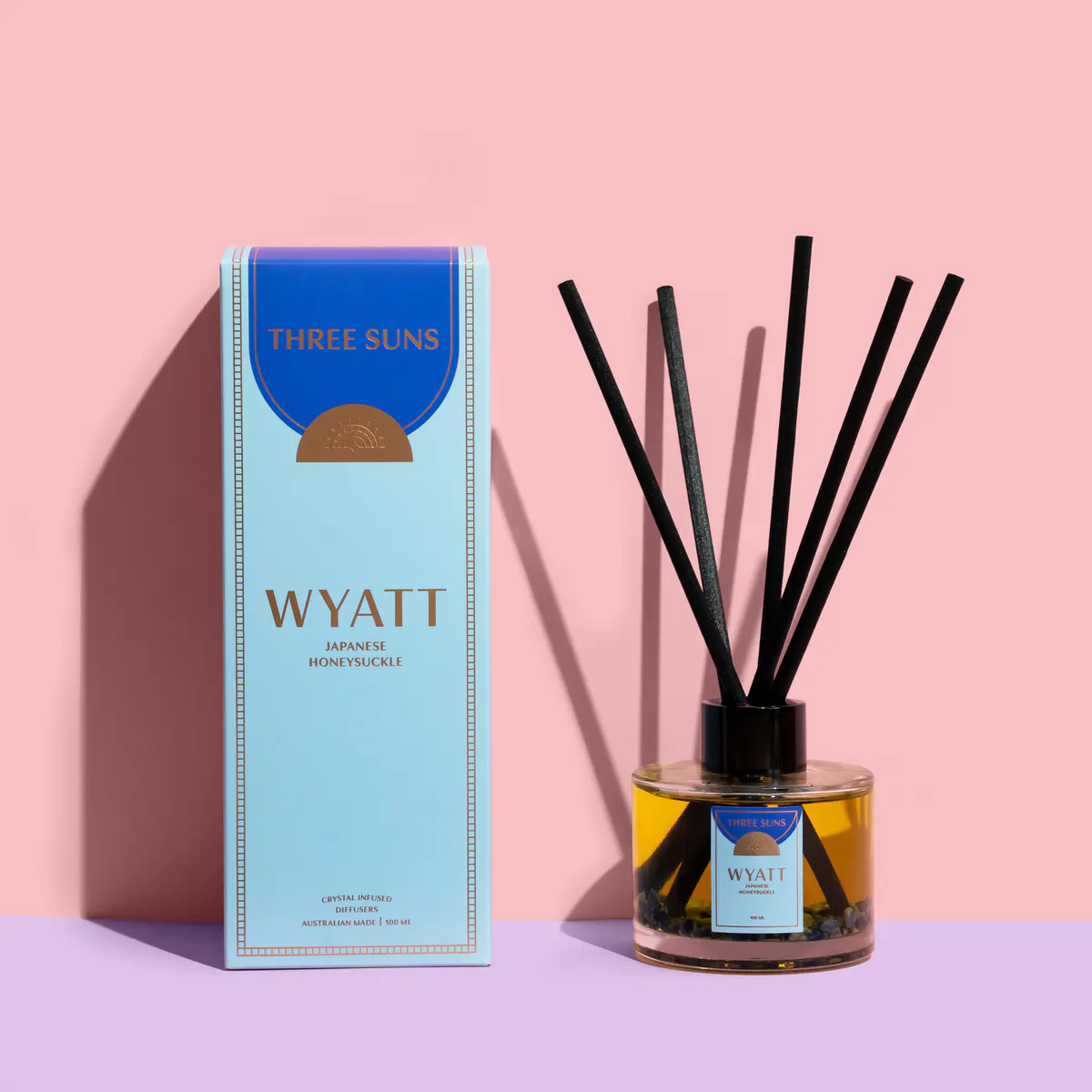 Three Suns Wyatt Crystal Infused Diffuser Of Strength 100ml - Japanese Honeysuckle, view 2