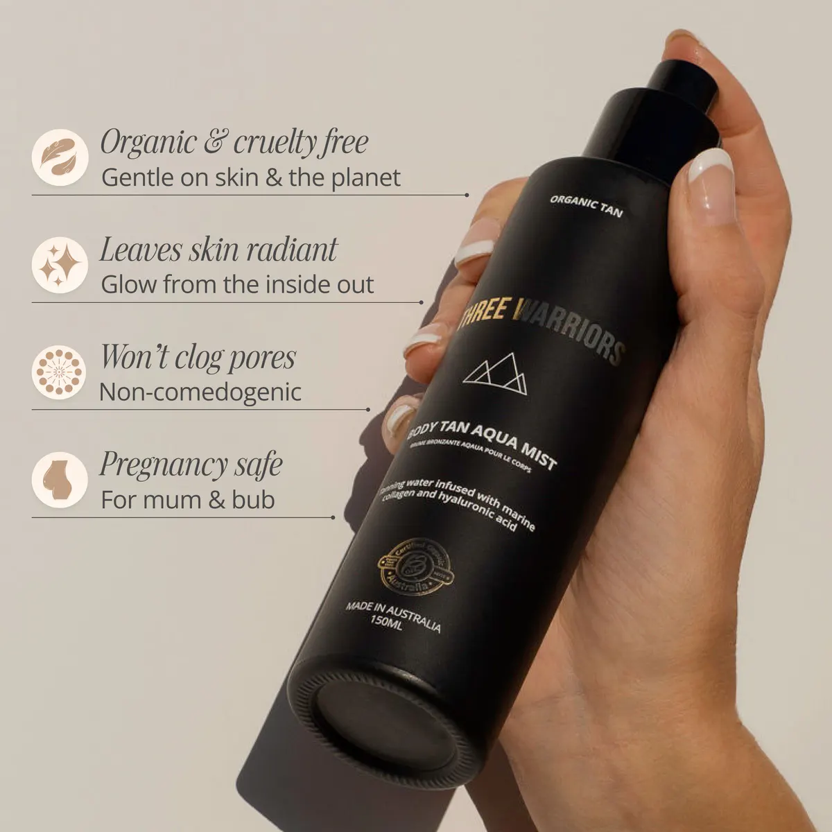 Three Warriors Body Tan Aqua Mist 150g, view 4